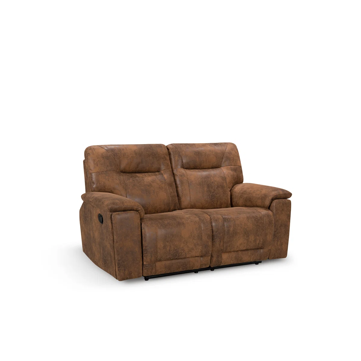 Angel 2 Seat Tan Suede Manual Recliner with Hidden Cupholders
