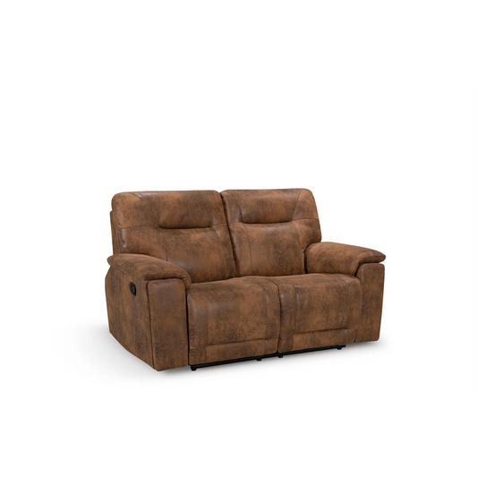 Angel 2 Seat Tan Suede Manual Recliner with Hidden Cupholders