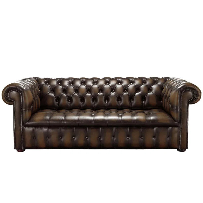 Regent 3 Seat Brown Real Leather Chesterfield Sofa