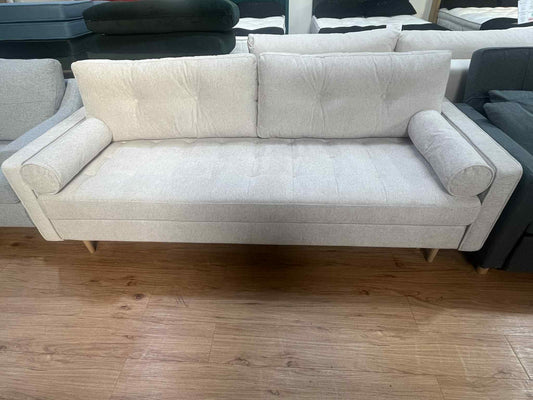 Ashton 3 Seater Beige Chenille Lift Out Sofa Bed with Storage Base