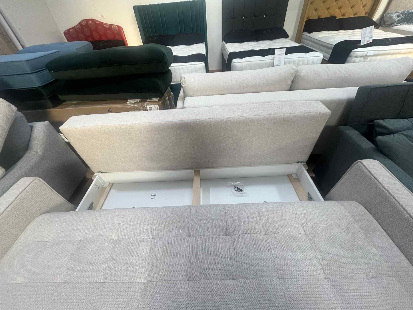 Ashton 3 Seater Beige Chenille Lift Out Sofa Bed with Storage Base