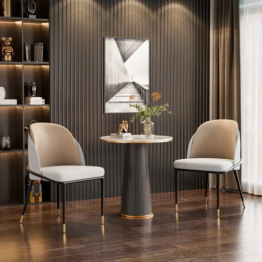 Atlanta Pair of Cream Suede Side Chairs