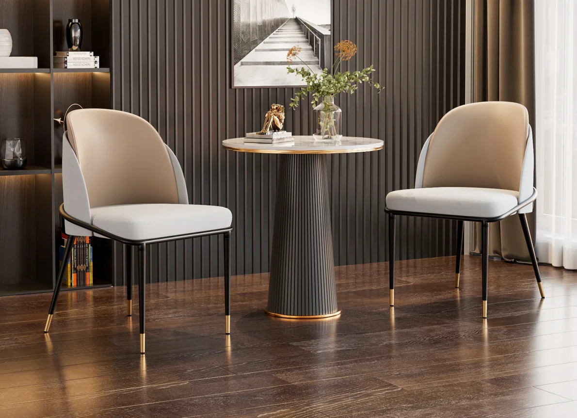 Atlanta Pair of Cream Suede Side Chairs