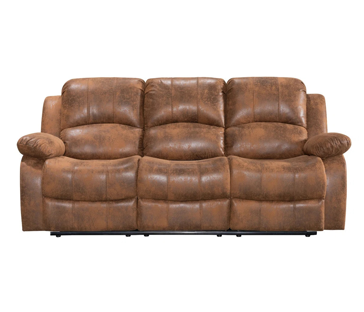Avalon 3 Seater Brown Faux Leather Manual Recliner Sofa with Plugs, USB & Cupholders