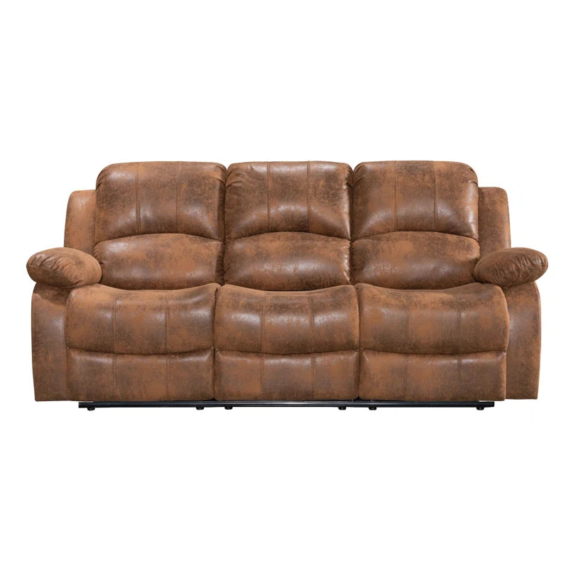 Soloman Brown Suede 3 Seater Reclining Sofa with Cup Holders, USB & Plug Points