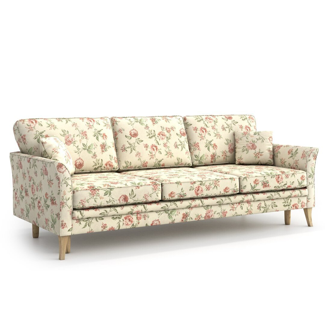 Avalon 3 Seater Cream Floral Upholstered Sofa