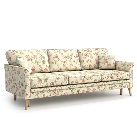 Avalon 3 Seater Cream Floral Upholstered Sofa
