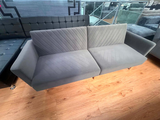 Barka 3 Seat Grey Velvet Sofa Bed