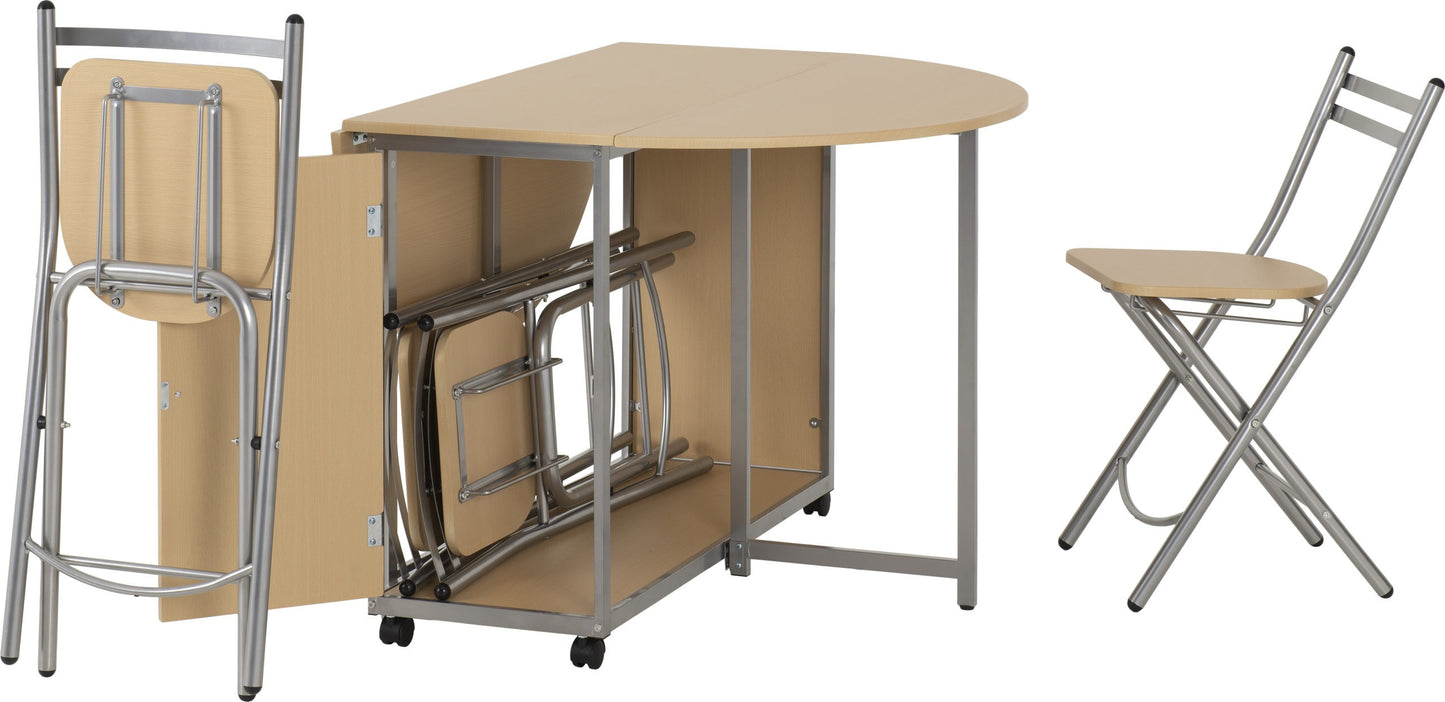 BUD Butterfly 4 Seater Dining Set Beech/Silver