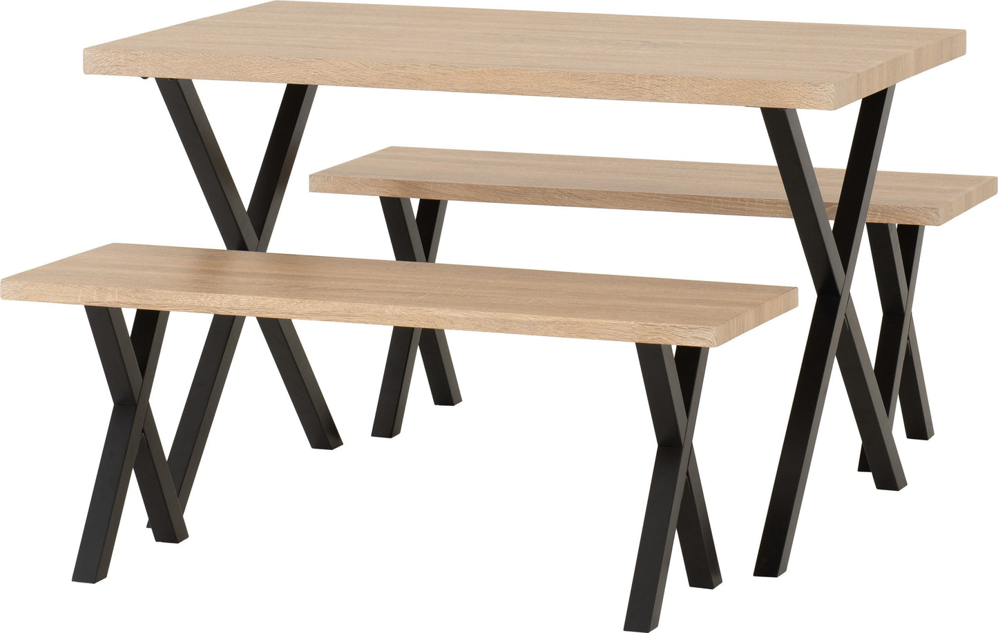 BUX Dining Bench Set Light Oak Effect/Black