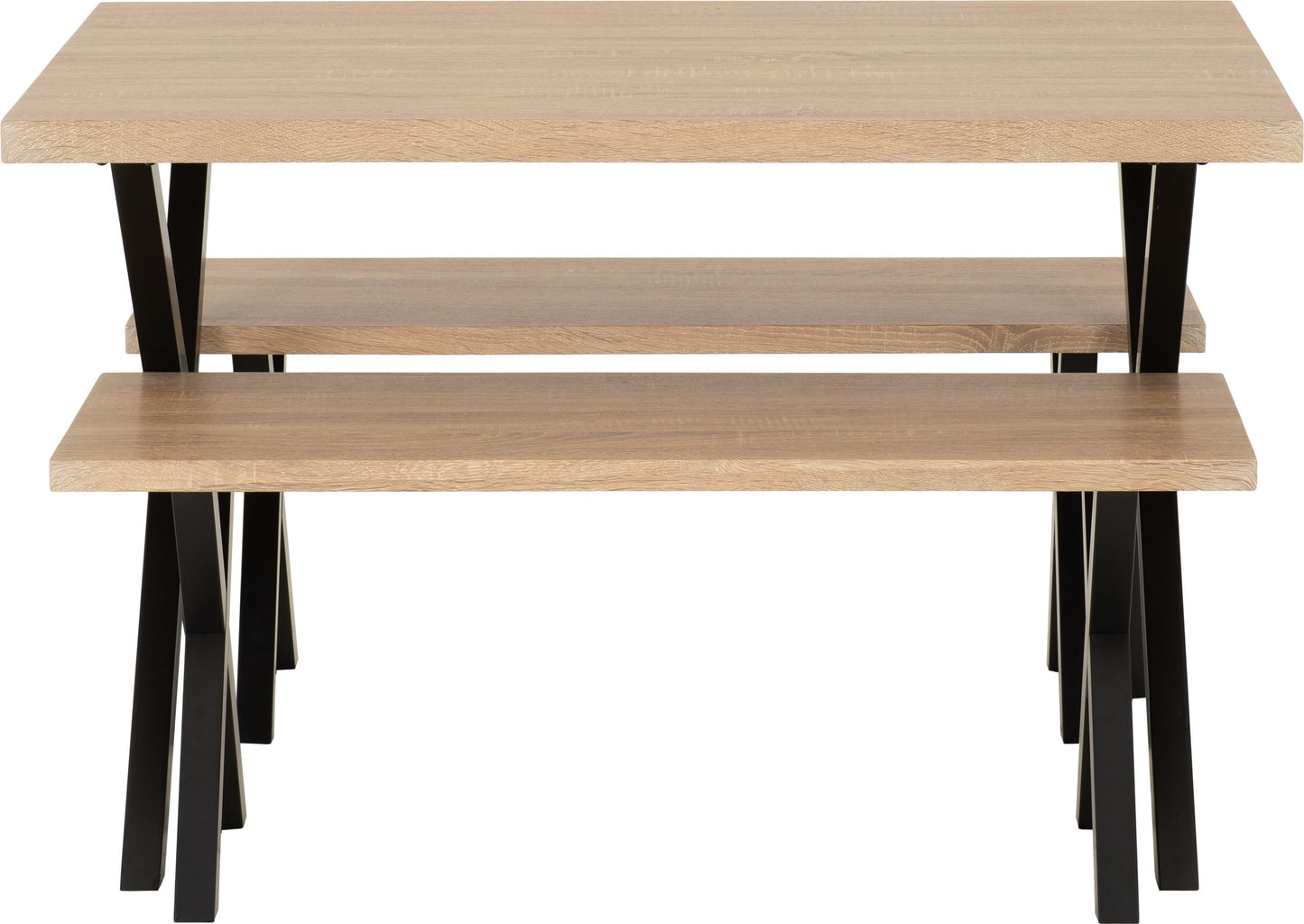 BUX Dining Bench Set Light Oak Effect/Black