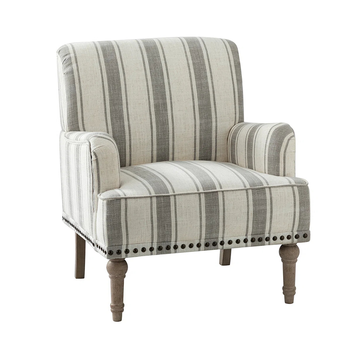 Batiste Grey Stripe Upholstered Country Armchair