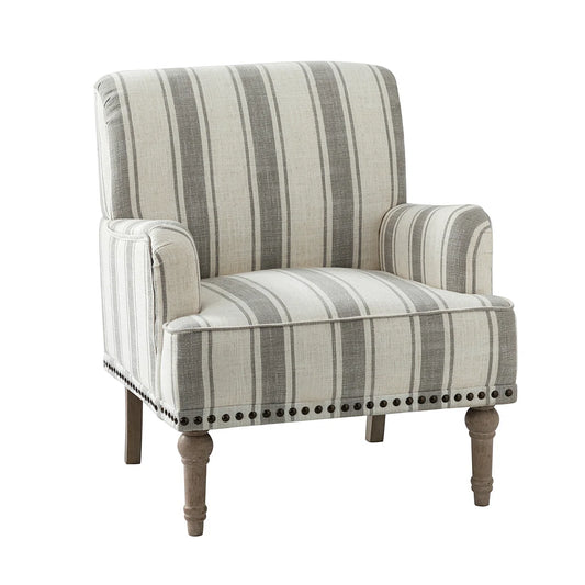 Batiste Grey Stripe Upholstered Country Armchair