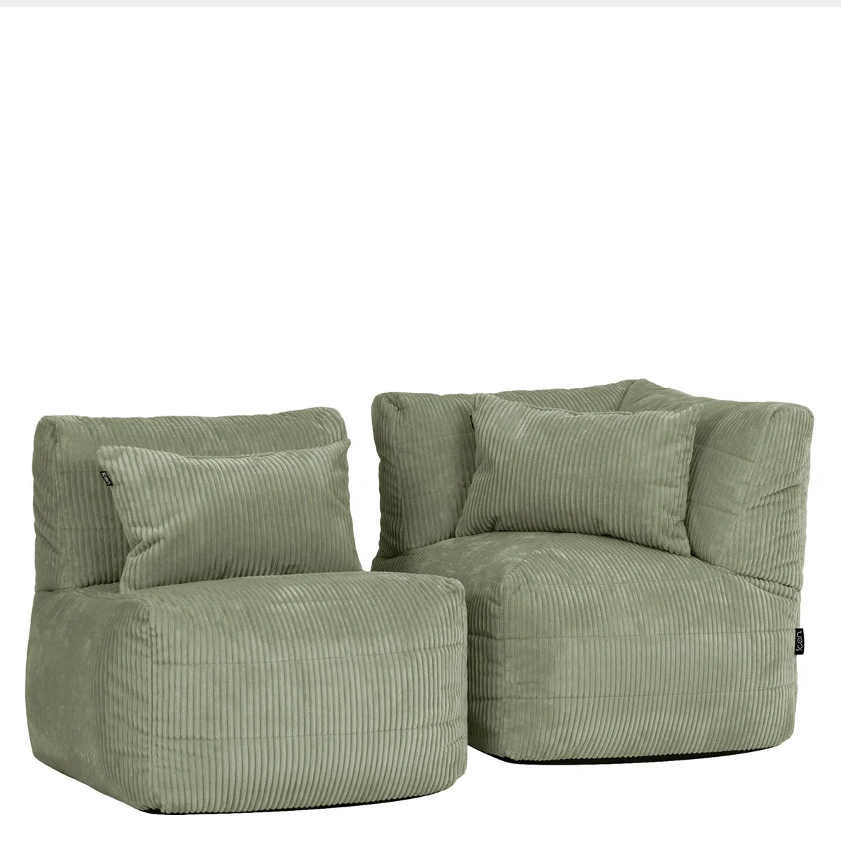 Nelly Green Cord Bean Bag Chair Set