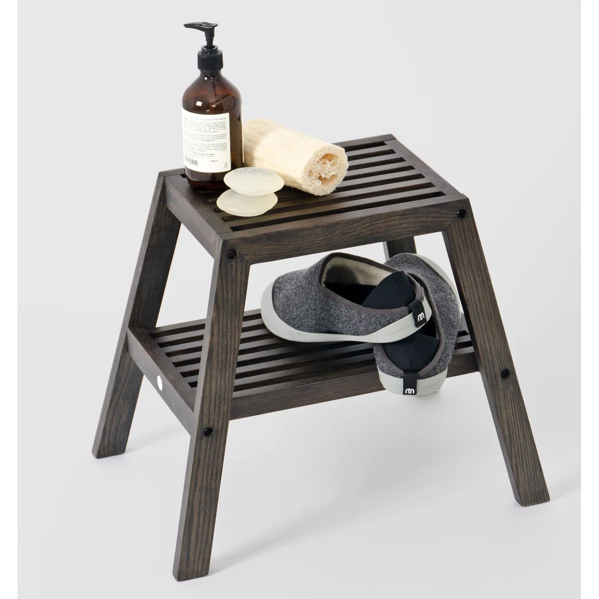 Lindie Dark Oak Slatted Stool