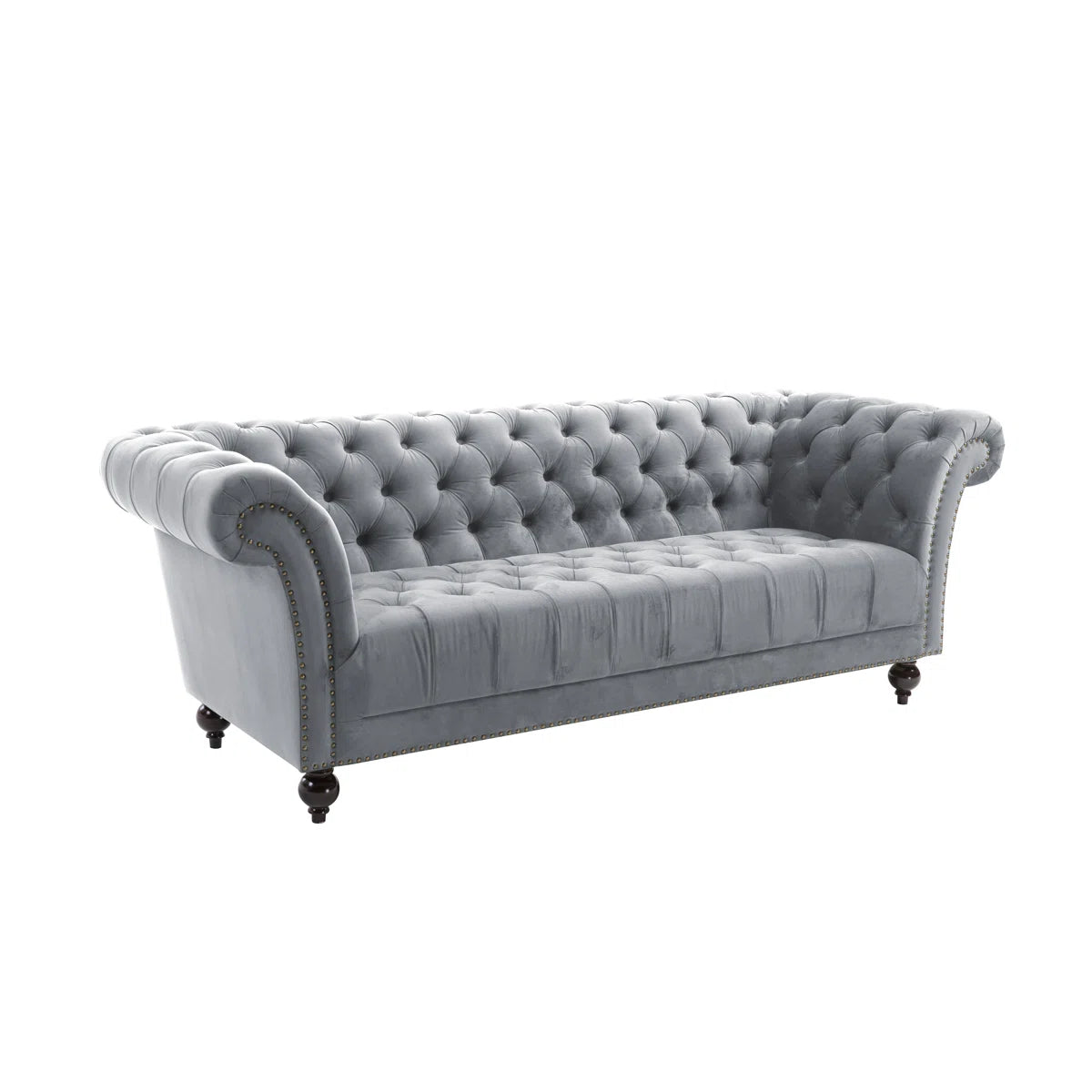 Jenner 3 Seat Grey Velvet Chesterfield Sofa
