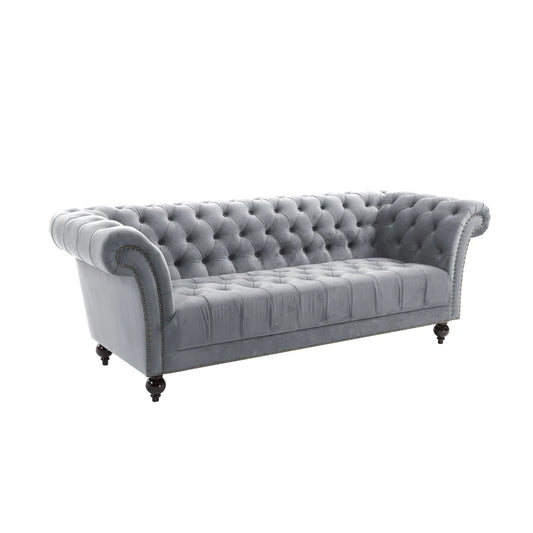 Jenner 3 Seat Grey Velvet Chesterfield Sofa
