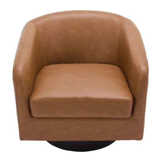 Beneto Brown Faux Leather Swivel Chair