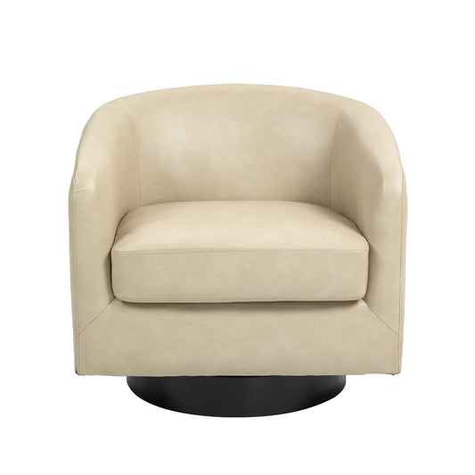Beneto Cream Faux Leather Swivel Chair