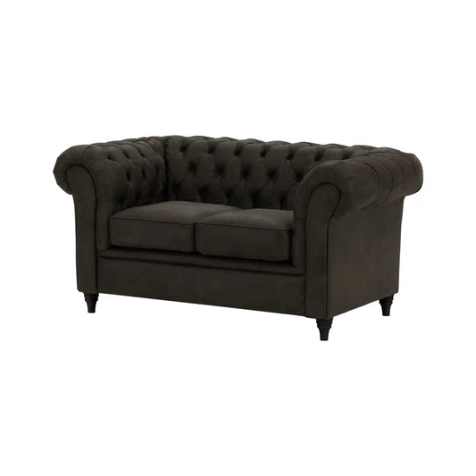 Berkshire Black 2 Seat Faux Leather Chesterfield