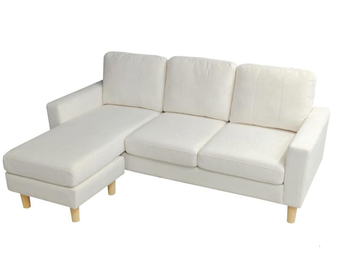 Bijou 3 Seat Cream Boucle Reversible Chaise Sofa