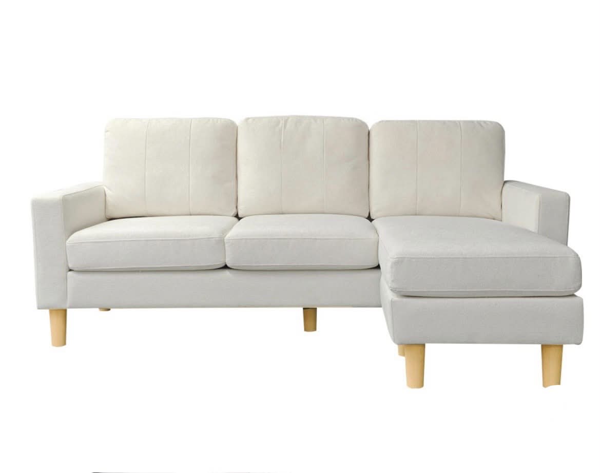 Bijou 3 Seat Cream Boucle Reversible Chaise Sofa