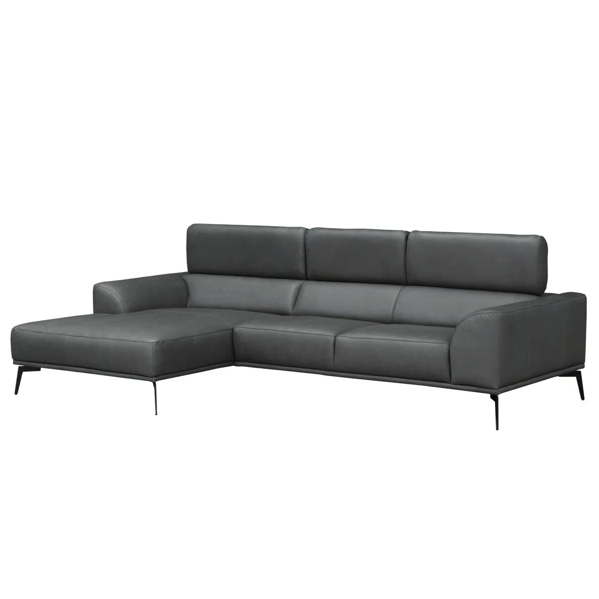 Blanchette Grey Real Italian Leather 3 Seater Corner Sofa