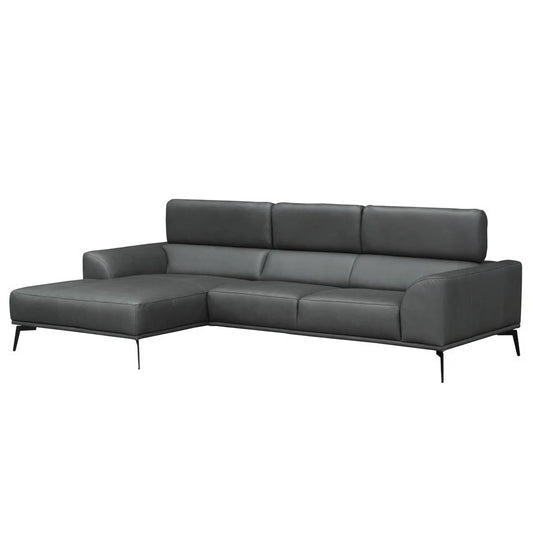 Blanchette Grey Real Italian Leather 3 Seater Corner Sofa