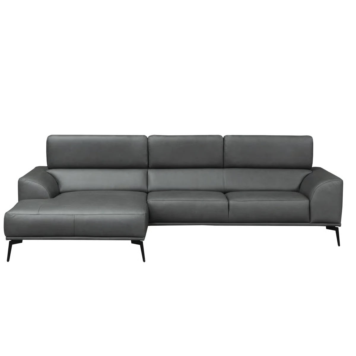 Blanchette Grey Real Italian Leather 3 Seater Corner Sofa