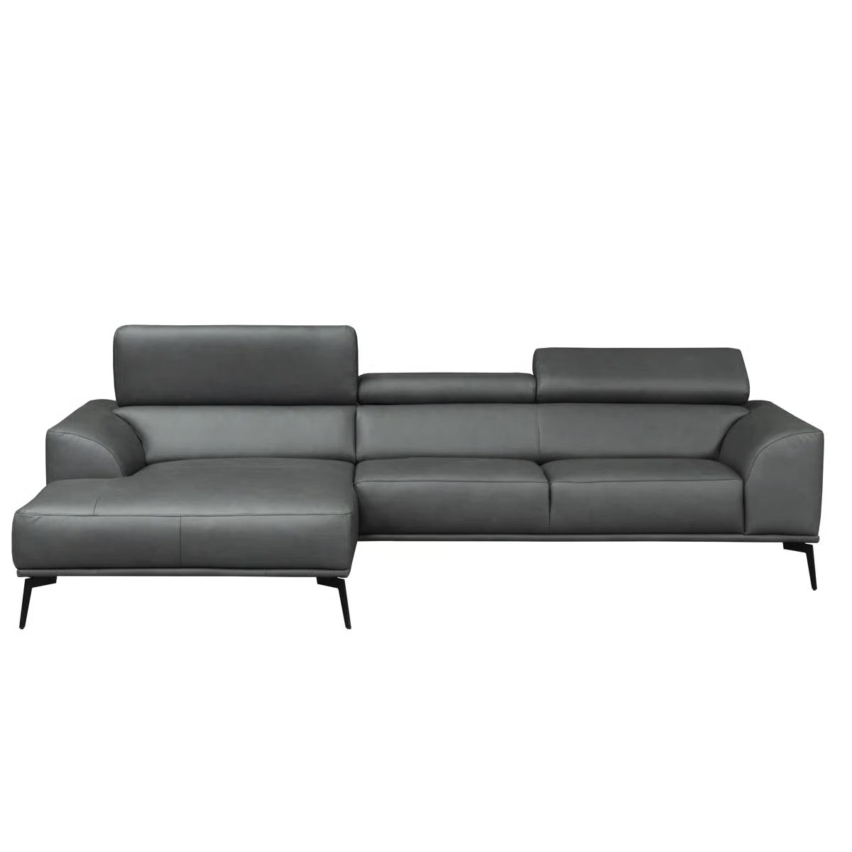 Blanchette Grey Real Italian Leather 3 Seater Corner Sofa