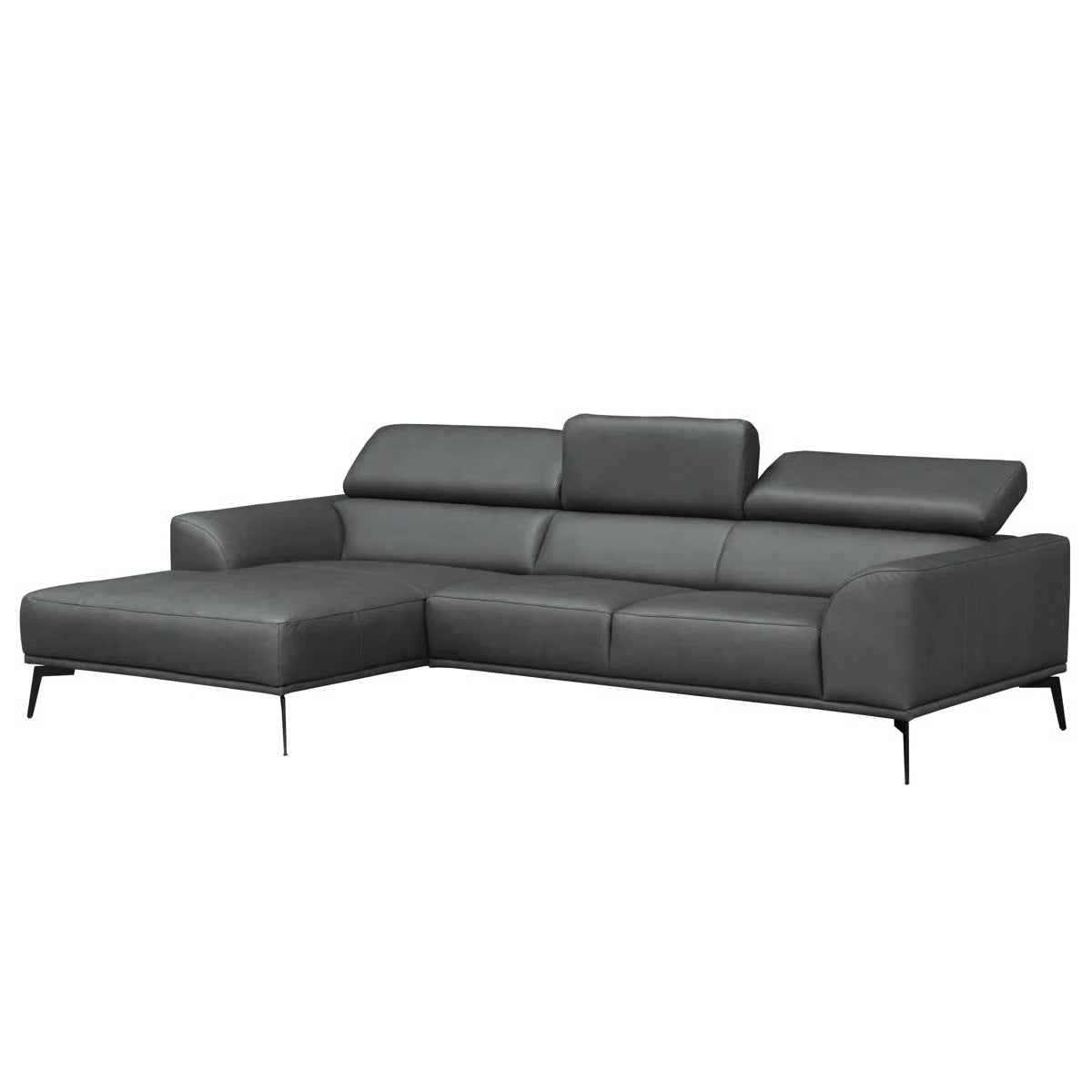 Blanchette Grey Real Italian Leather 3 Seater Corner Sofa