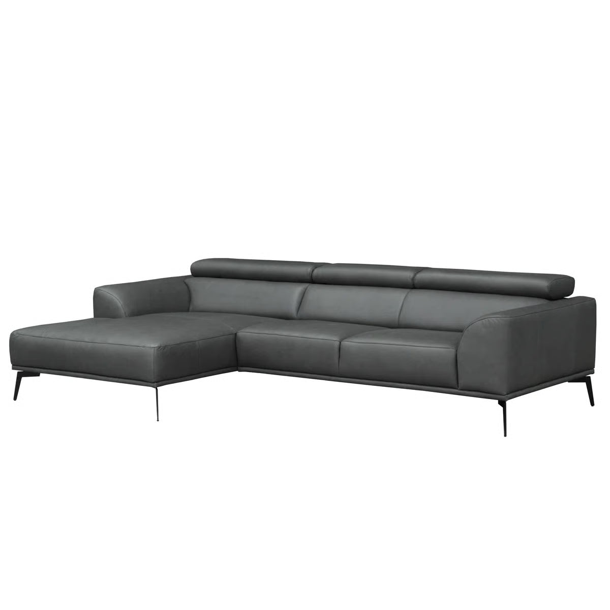 Blanchette Grey Real Italian Leather 3 Seater Corner Sofa