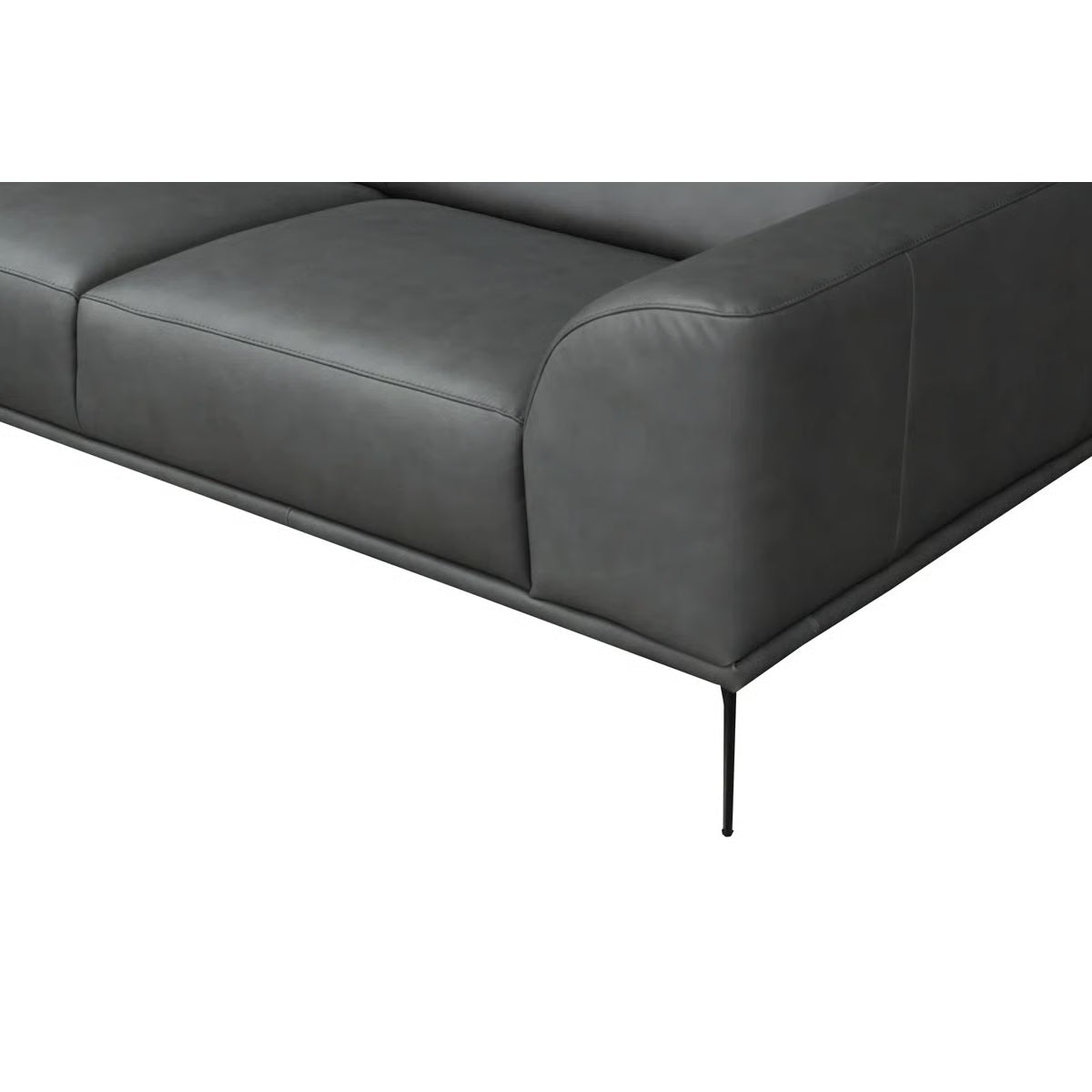 Blanchette Grey Real Italian Leather 3 Seater Corner Sofa