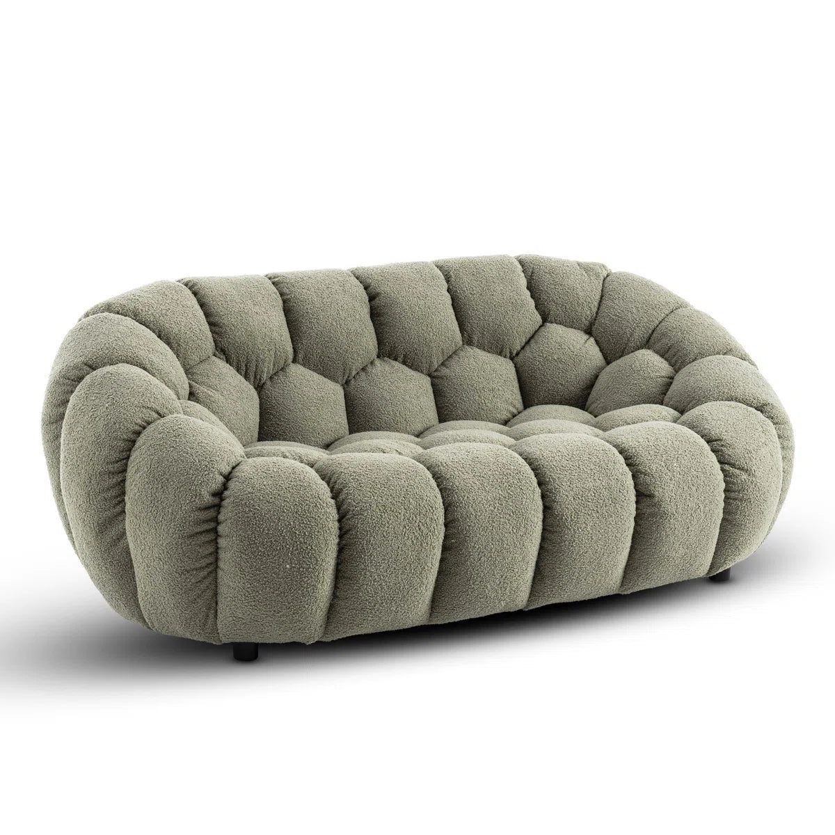 Bronsen 3 Seat Olive Boucle Low Sofa