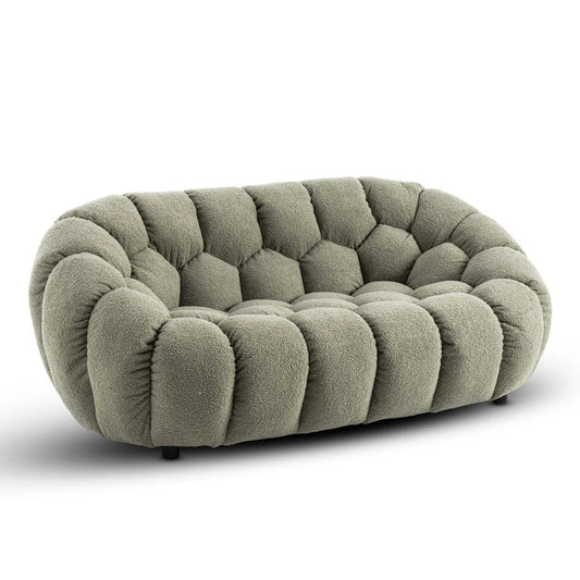 Bronsen 3 Seat Olive Boucle Low Sofa