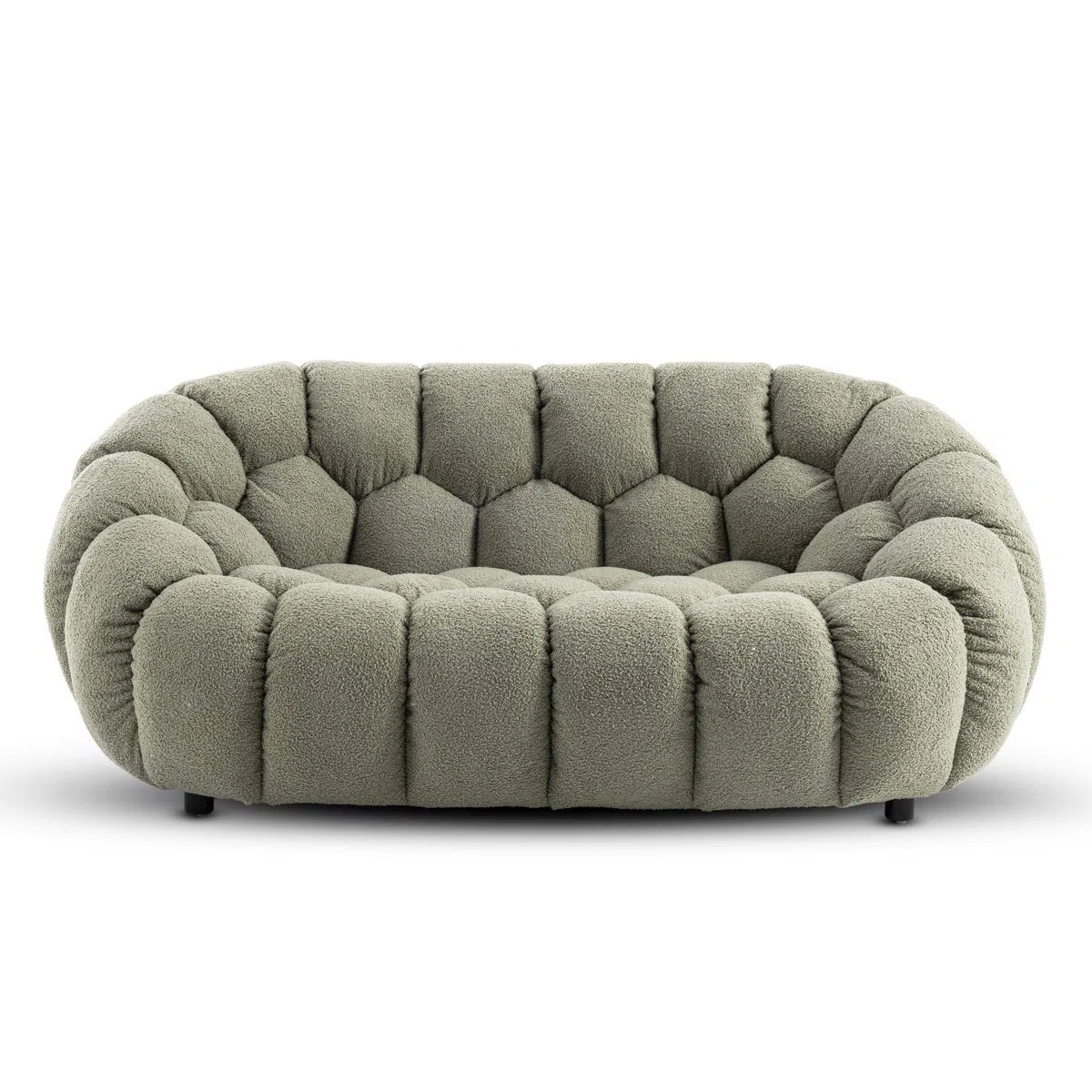 Bronsen 3 Seat Olive Boucle Low Sofa