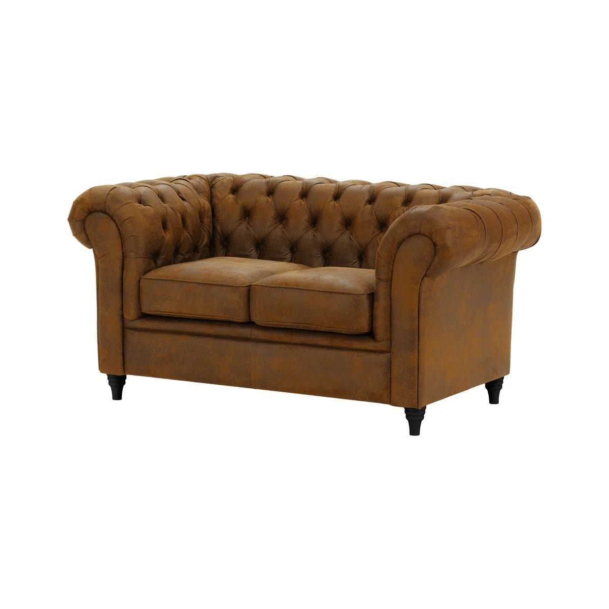 Burns 2 Seater Cognac Faux Leather Chesterfield Sofa