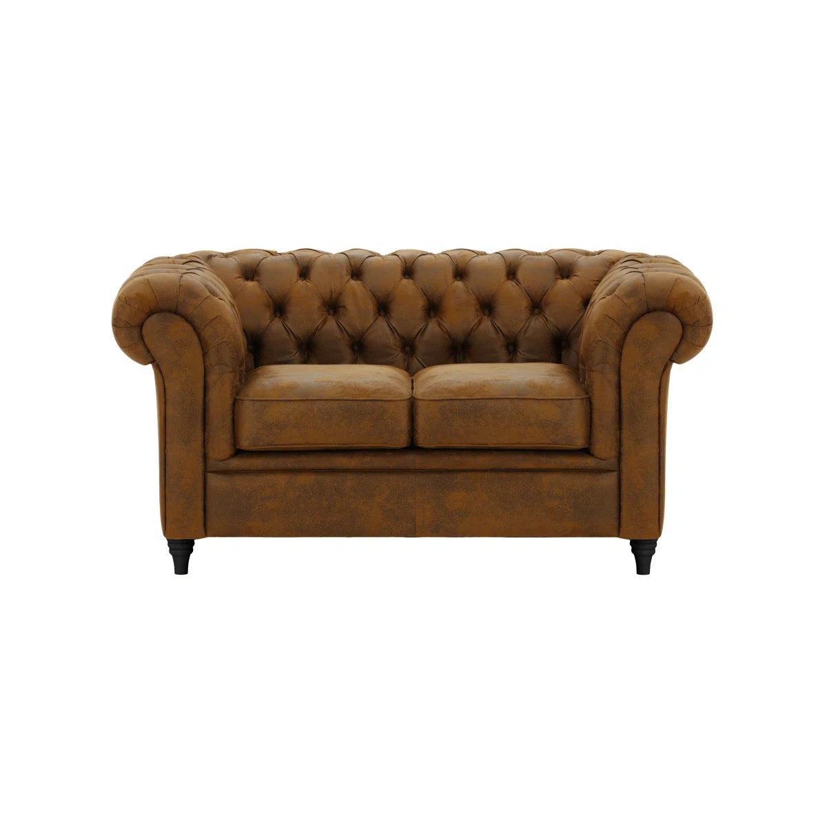 Burns 2 Seater Cognac Faux Leather Chesterfield Sofa