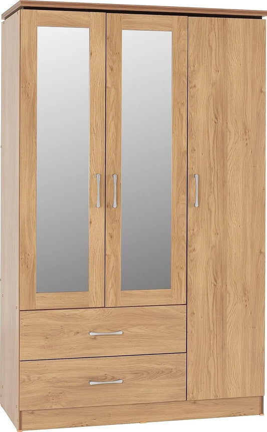 CHA 3 Door 2 Drawer Mirrored Wardrobe