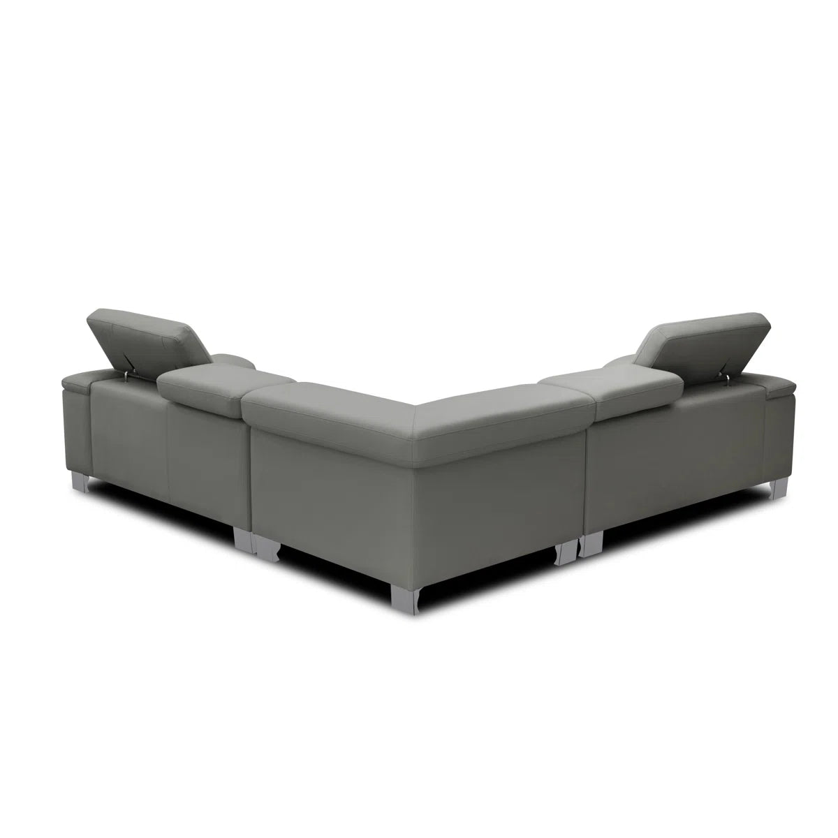 Camilla 5 Seat Real Leather Grey Corner Sofa with Adjustable Headrests