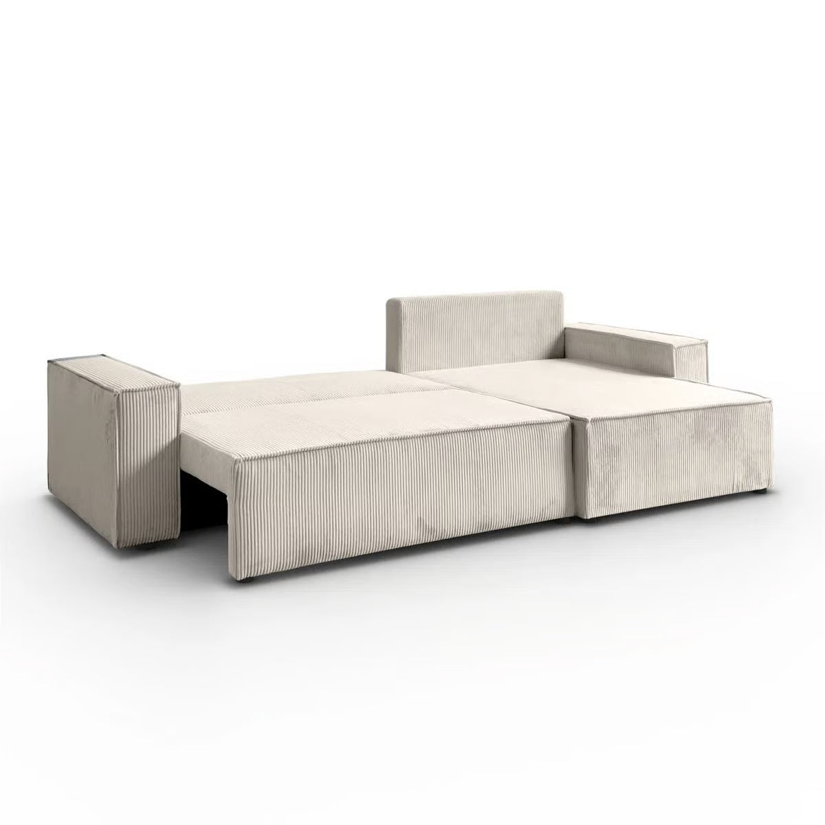 Goya Cream 4 Seater Cord Corner Sofa Bed
