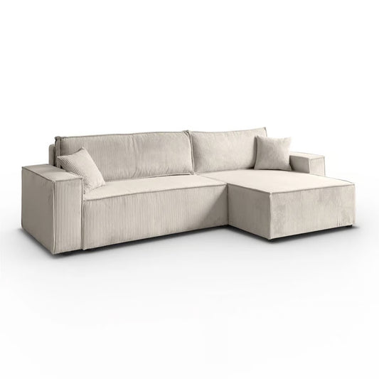 Goya Cream 4 Seater Cord Corner Sofa Bed