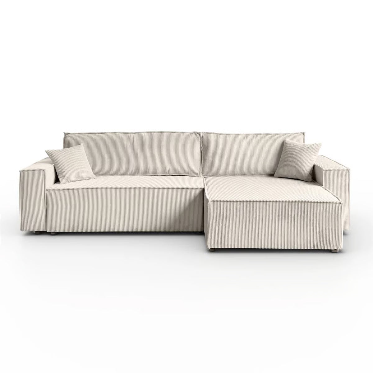 Goya Cream 4 Seater Cord Corner Sofa Bed