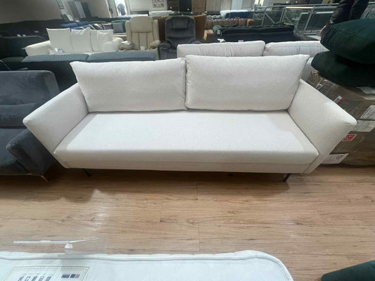 Carla 3 Seater Beige Chenille Lift Out Sofa Bed with Storage Base