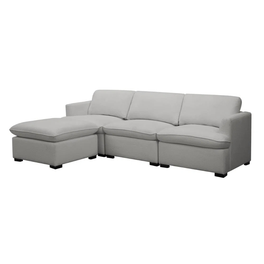 Jones Grey Upholstered Sofa with Footstool