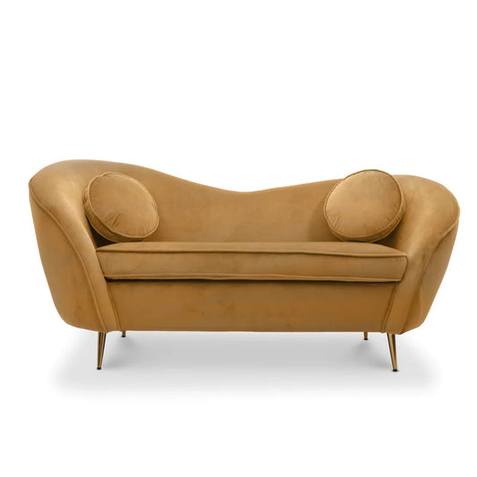 Catania 2 Seat Gold Velvet Sofa