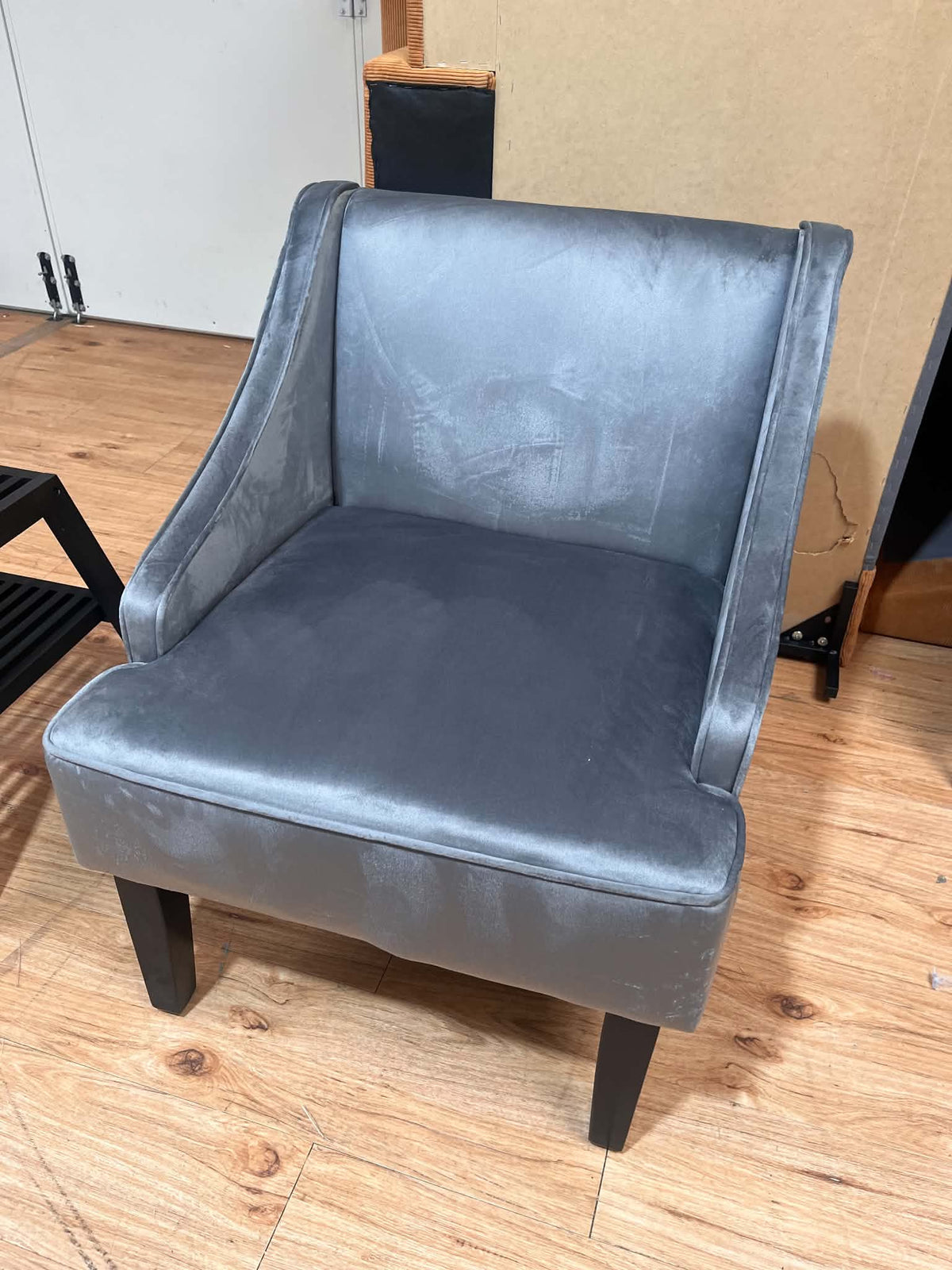 Cerys Grey Velvet Armchair