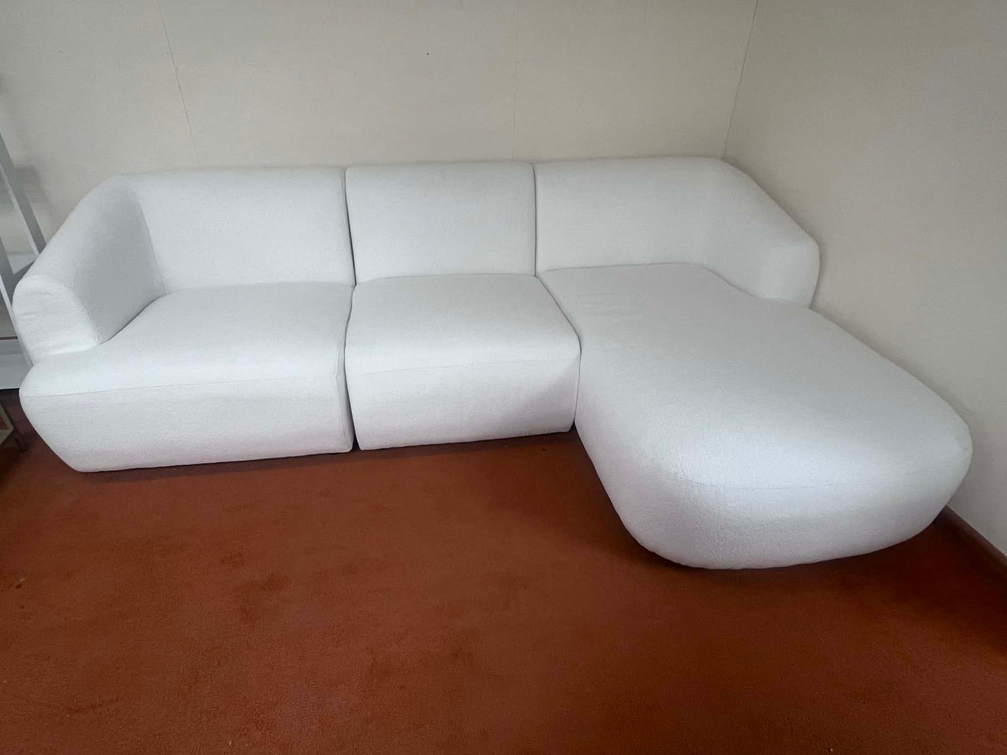 Mimi 3 Seat White Boucle Corner Sofa