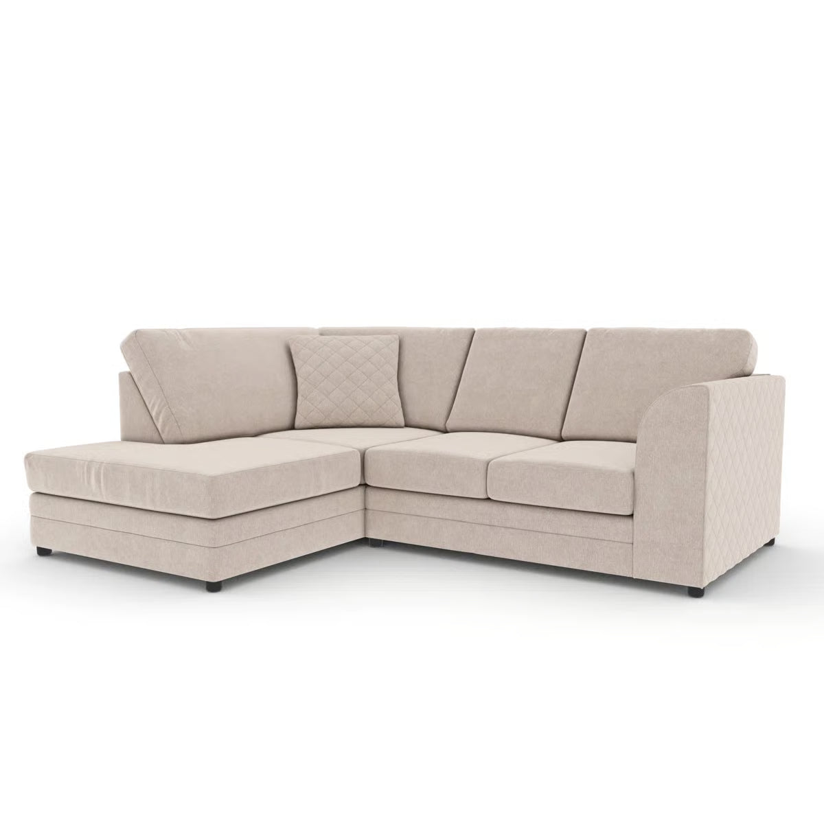 Audrey 3 Seater Left Chaise Chenille Stone Corner Sofa