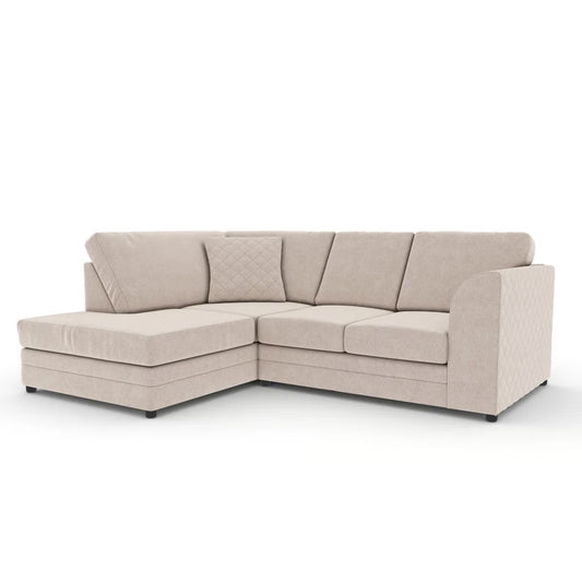 Audrey 3 Seater Left Chaise Chenille Stone Corner Sofa